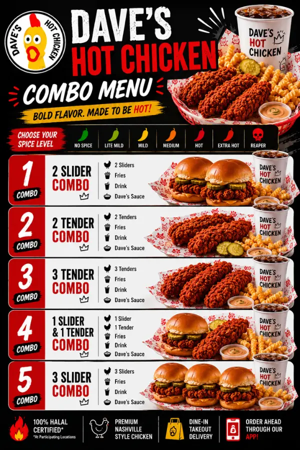 Dave’s Hot Chicken Combo Menu