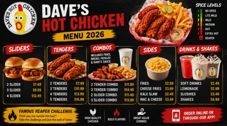 Dave’s Hot Chicken Menu with Prices