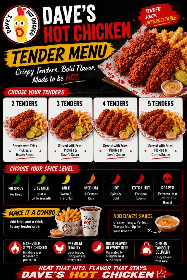 Dave’s Hot Chicken Tender Menu