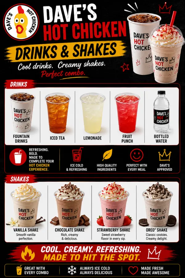Drinks and Shakes Menu